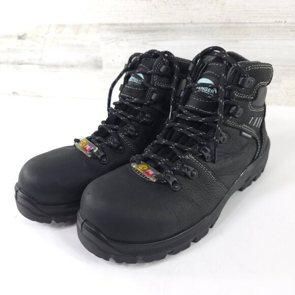 AVENGER WOMEN'S BREAKER WORK BOOTS INDUSTRIAL SIZE 7.5 BLACK LEATHER STEEL TOE.. - Picture 2 of 16